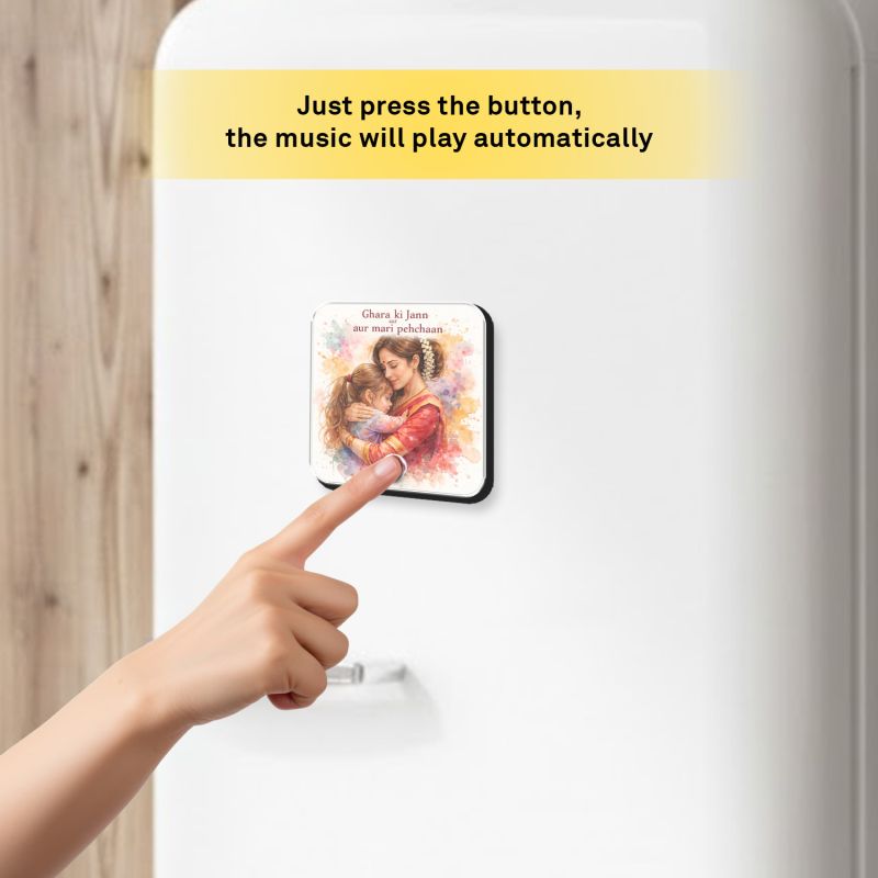 Ghar Ki Jaan Maa Personalized Musical Fridge Magnet Rechargeable Photo & Song Magnet Gift for Mom